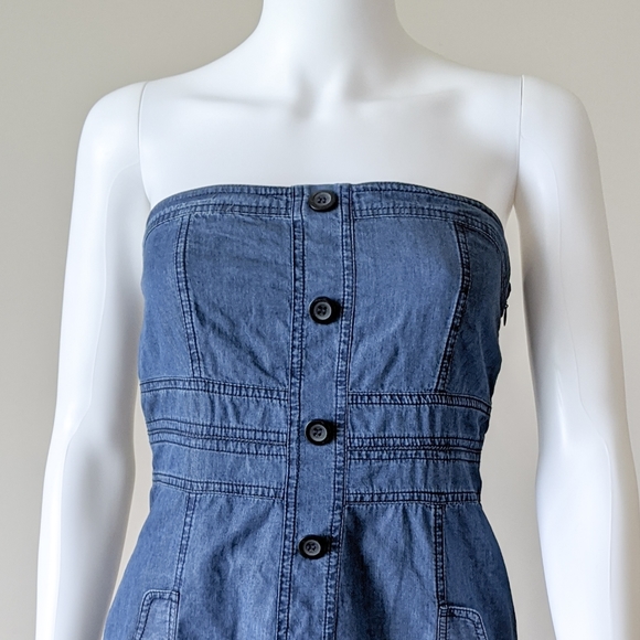 Denim Blue Jean Strapless Dress - Picture 4 of 5